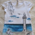 maglietta dipinta a mano faro mare